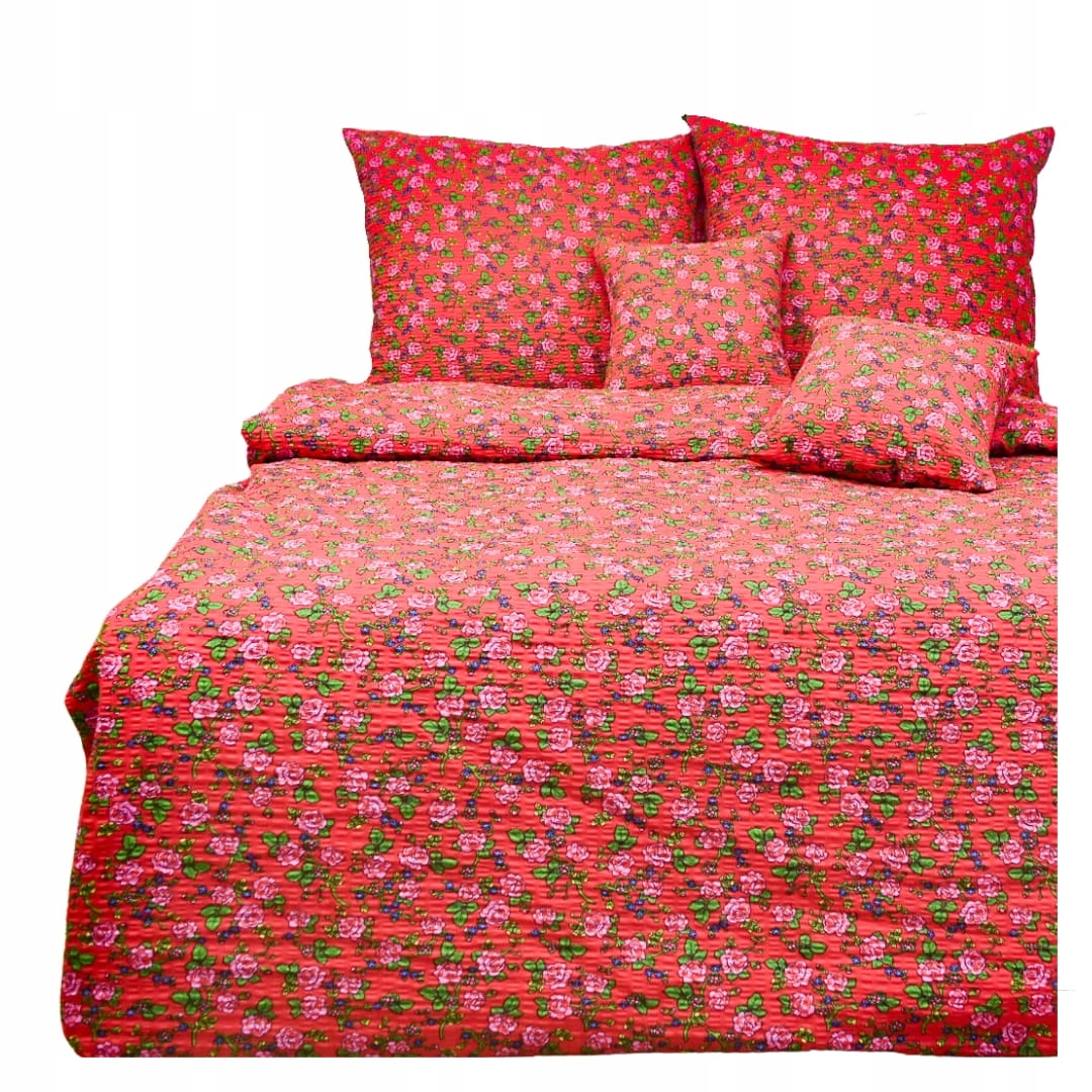 Sada Povlečení Kůra 140x200 2x70/80 Růžičky Horalské červené Elegantní
