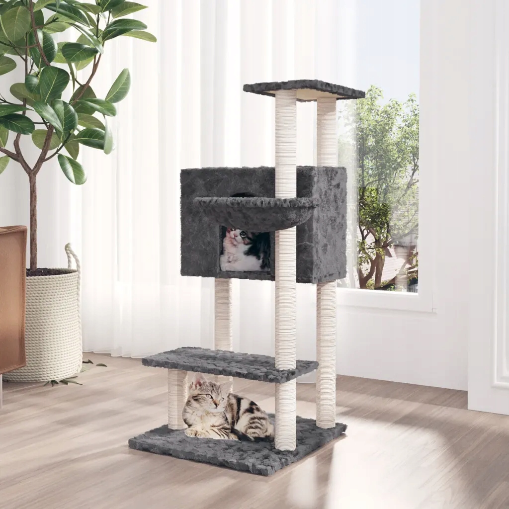 Levně Petrashop Škrabadlo pro kočky se sisalovými sloupky tmavě šedé 108,5 cm Še