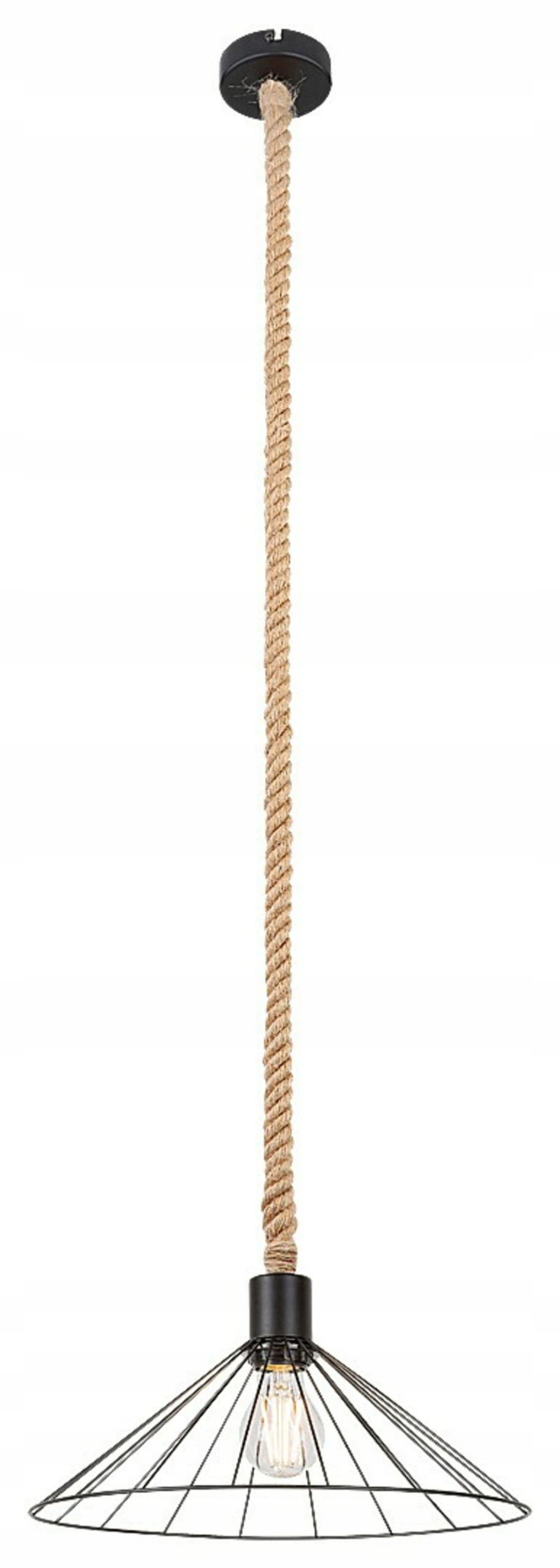 Rabalux Daryl závěsné svítidlo E27 1x40W černé, přírodní lano, 35 cm