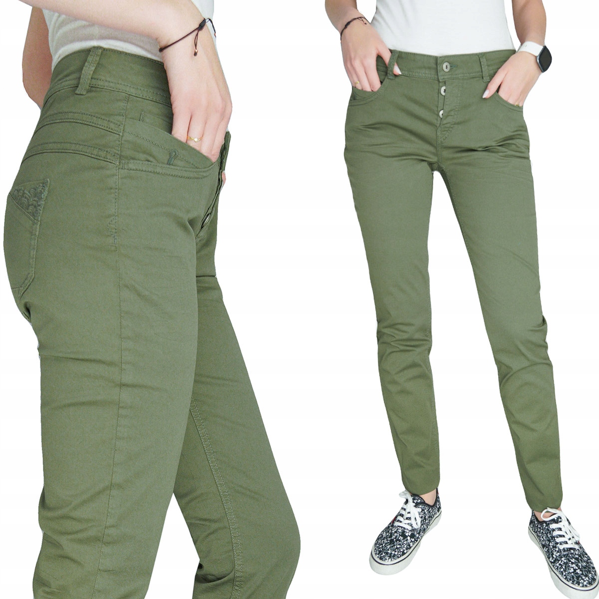 

Esprit Zielone Spodnie Chino Fit Haft Reg. L 40