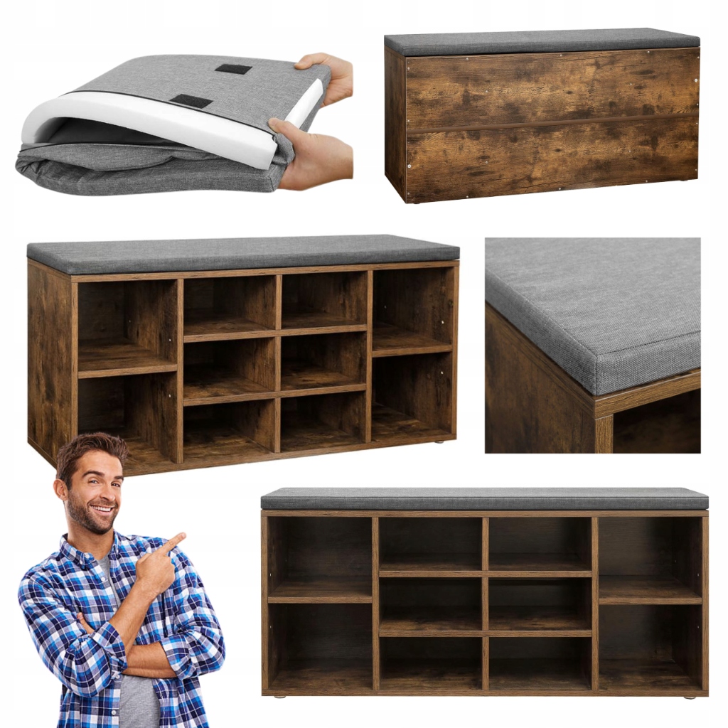 Lavička na chodbu na uloženie obuvi Polička na topánky so sedákom