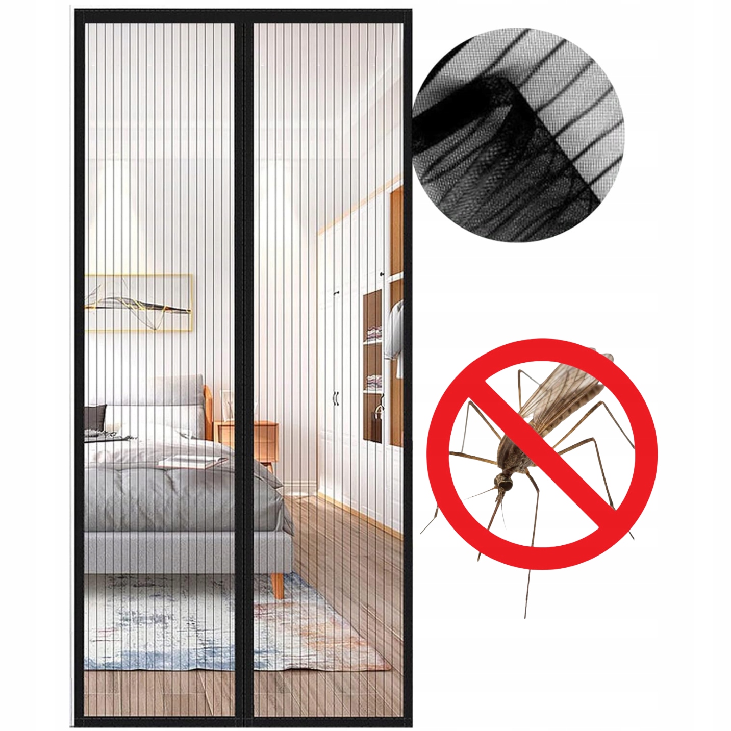 Moskitiera Magnetyczna na Drzwi Balkonowe Tarasowe bez Wiercenia 110x230 cm