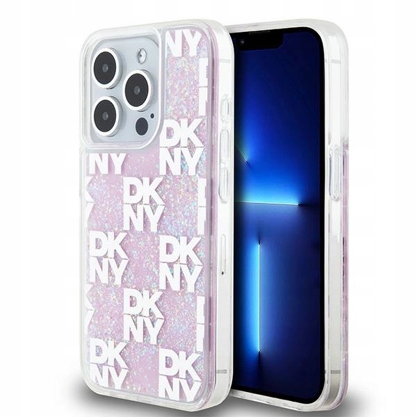 Pouzdro pouzdra kryt Dkny Liquid Glitter Multilogo pro iPhone 15 Pro růžové