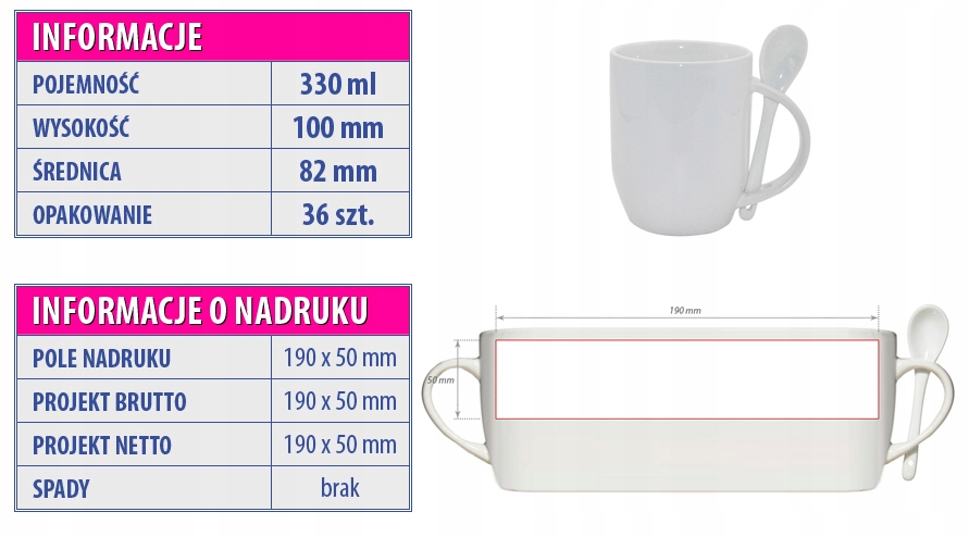 Foto biały kubek z łyżeczką z dowolnym zdjęciem Marka BestSub