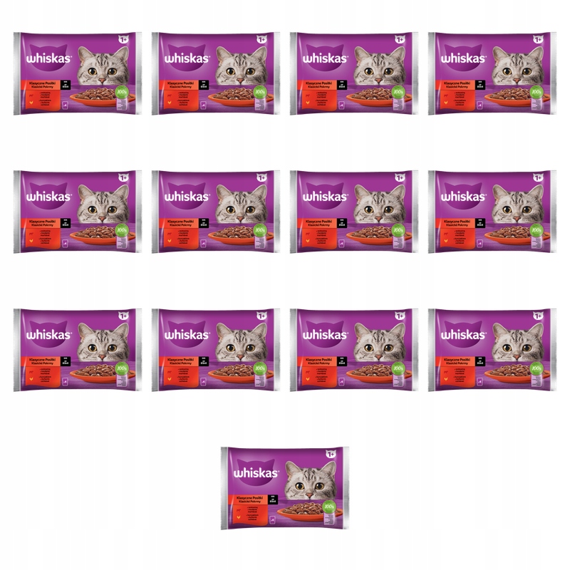 Whiskas Klasické pokrmy 1+ omáčka hovězí/kuřecí maso 340g X13