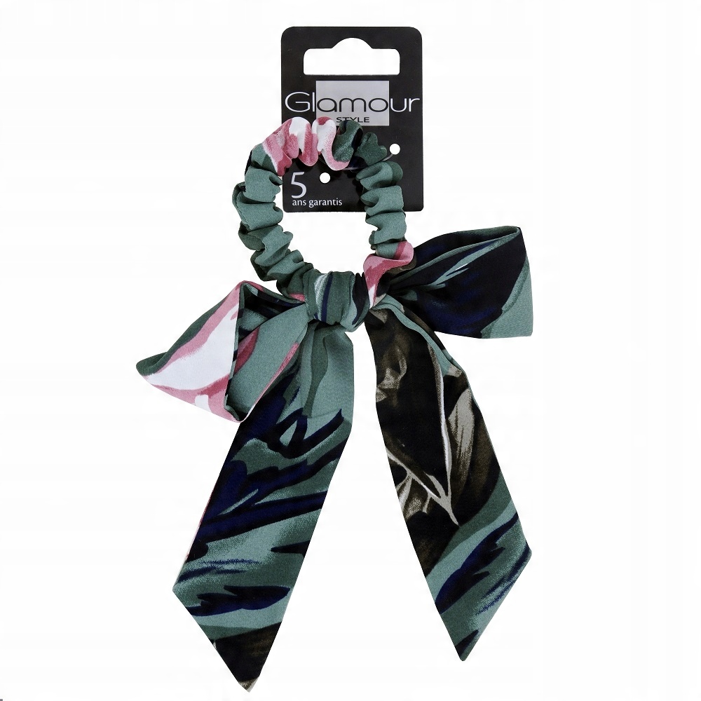 

Glamour gumka do włosów z kwiatową kokardą