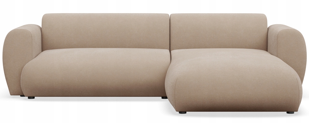 Rohová Sedací Souprava s funkcí spaní Emia, pravostranná, béžová, šenilová Easy Clean
