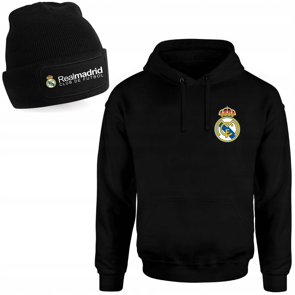 BLUZA MĘSKA REAL MADRYT KRÓLEWSCY + CZAPKA S