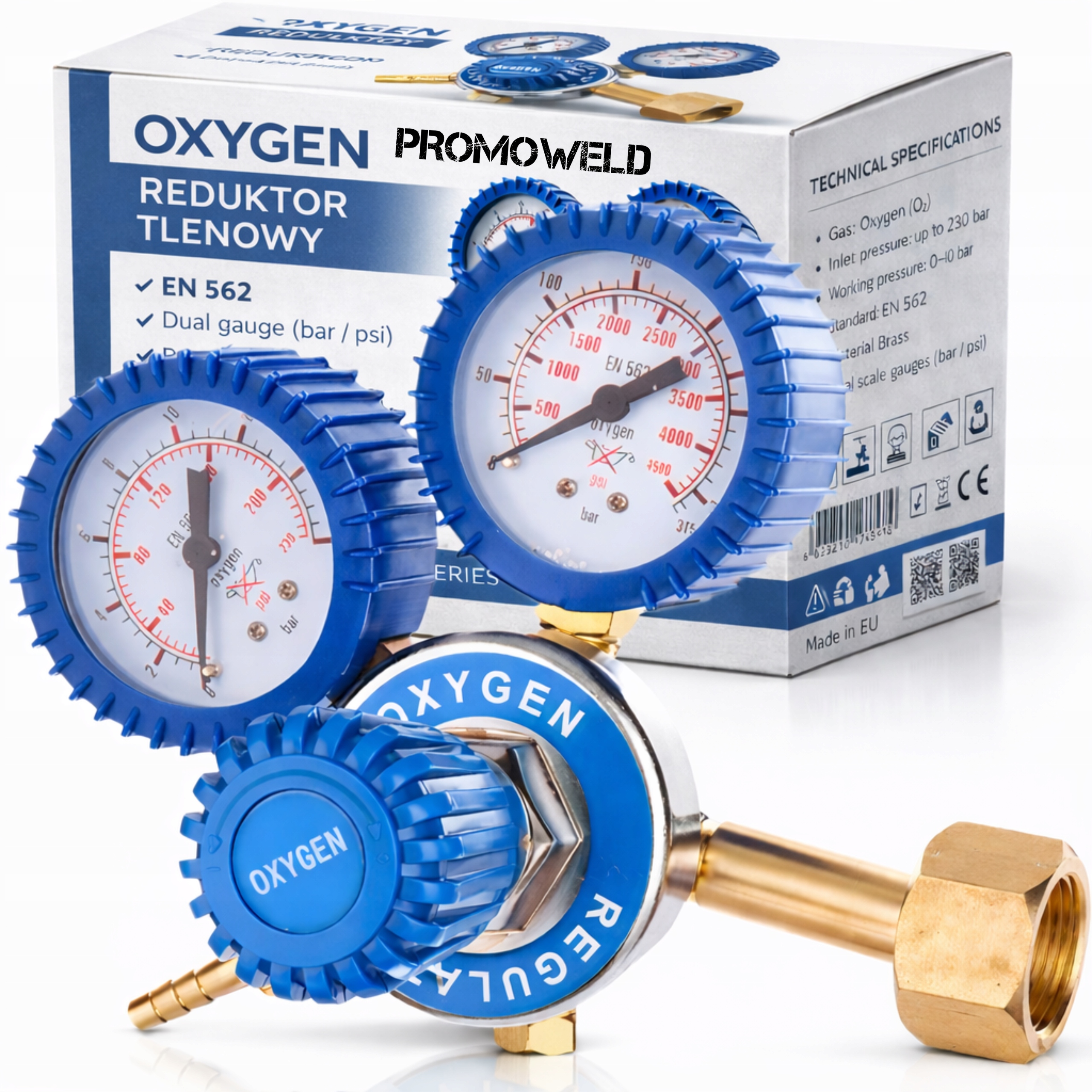 Reduktor Tlen Midi 200 bar Reduktor Butlowy Tlenowy 2 Manometry G1/4