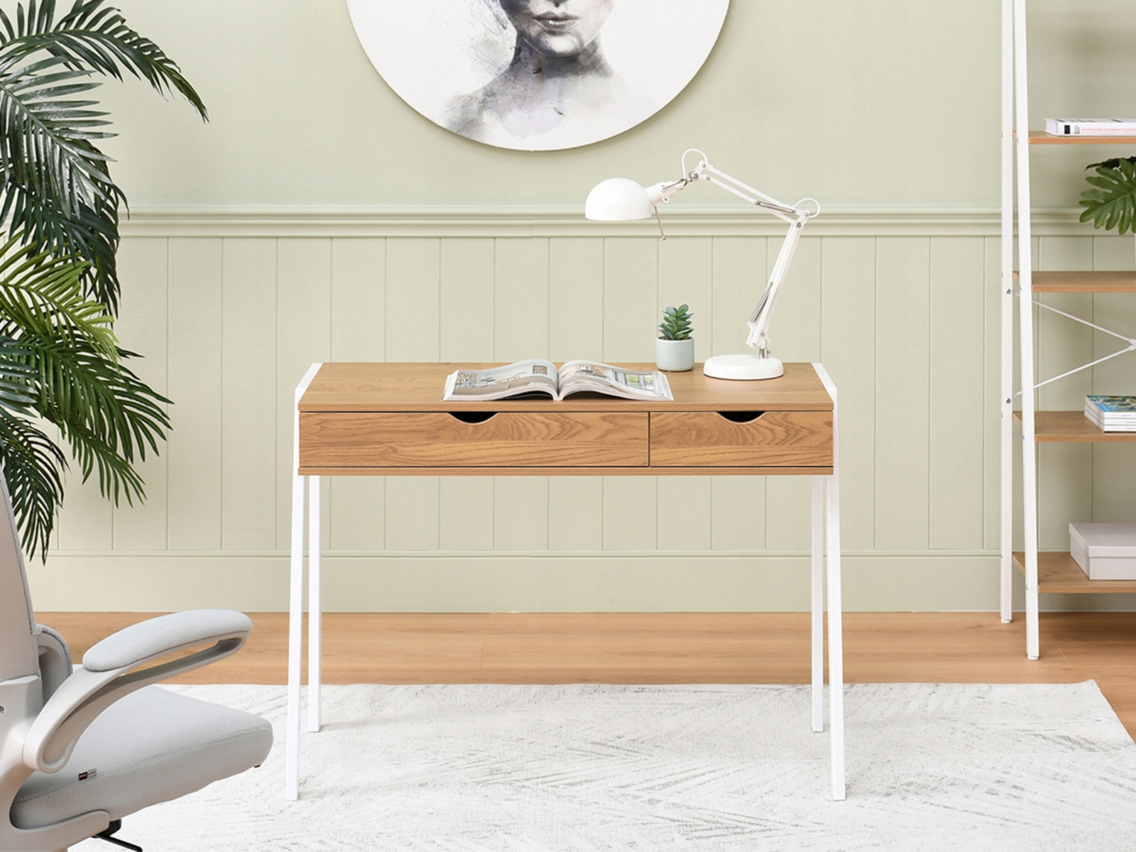 MAŁE BIURKO SKANDYNAWSKIE SEKRETARZYK 100 CM Z SZUFLADAMI LUND DĄB - BIAŁY EAN (GTIN) 5907698687788