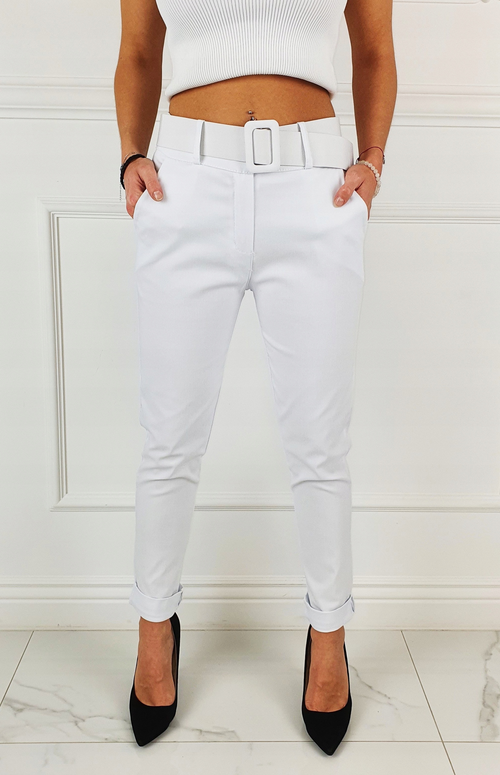 #ELASTYCZNE - SPODNIE - DAMSKIE - W GUMKĘ - PASEK# Marka inna