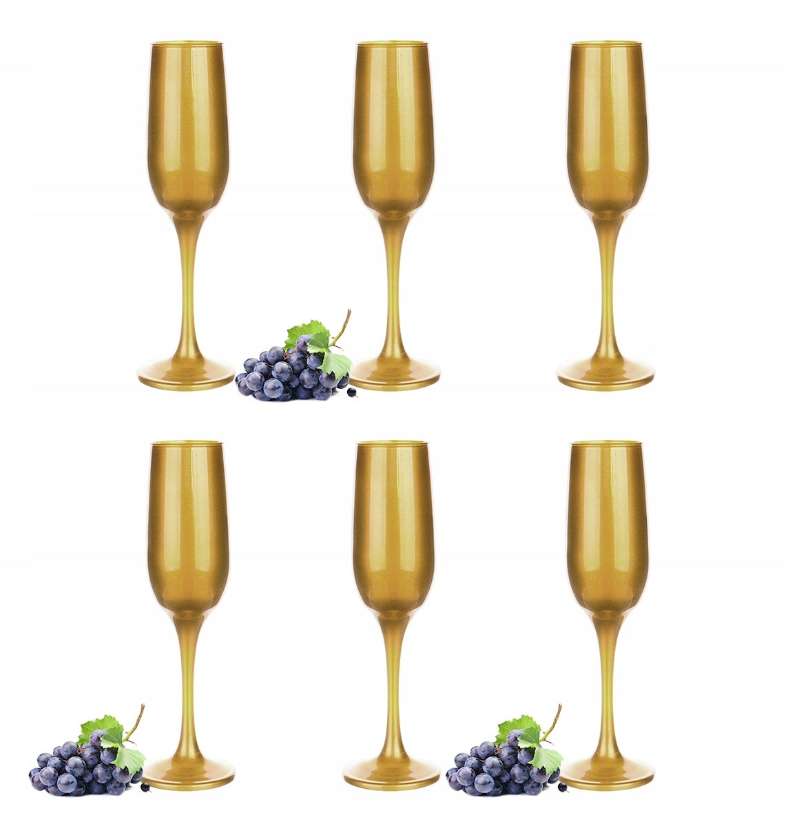 

6x Zlote Kieliszki Do Szampana, Prossecco 200 ml