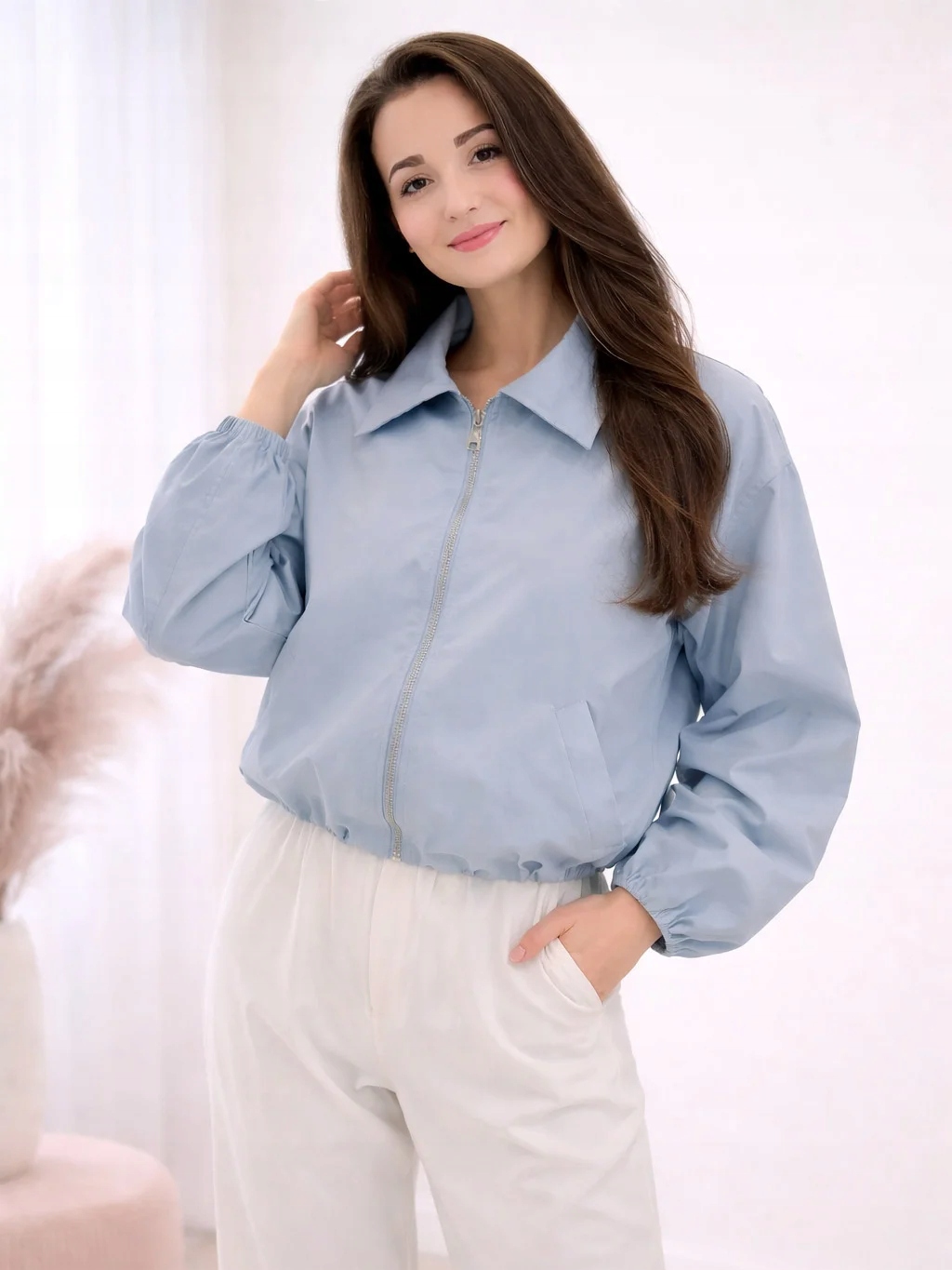 Dámská bunda Bomber Oversize Lehká modrá Uni