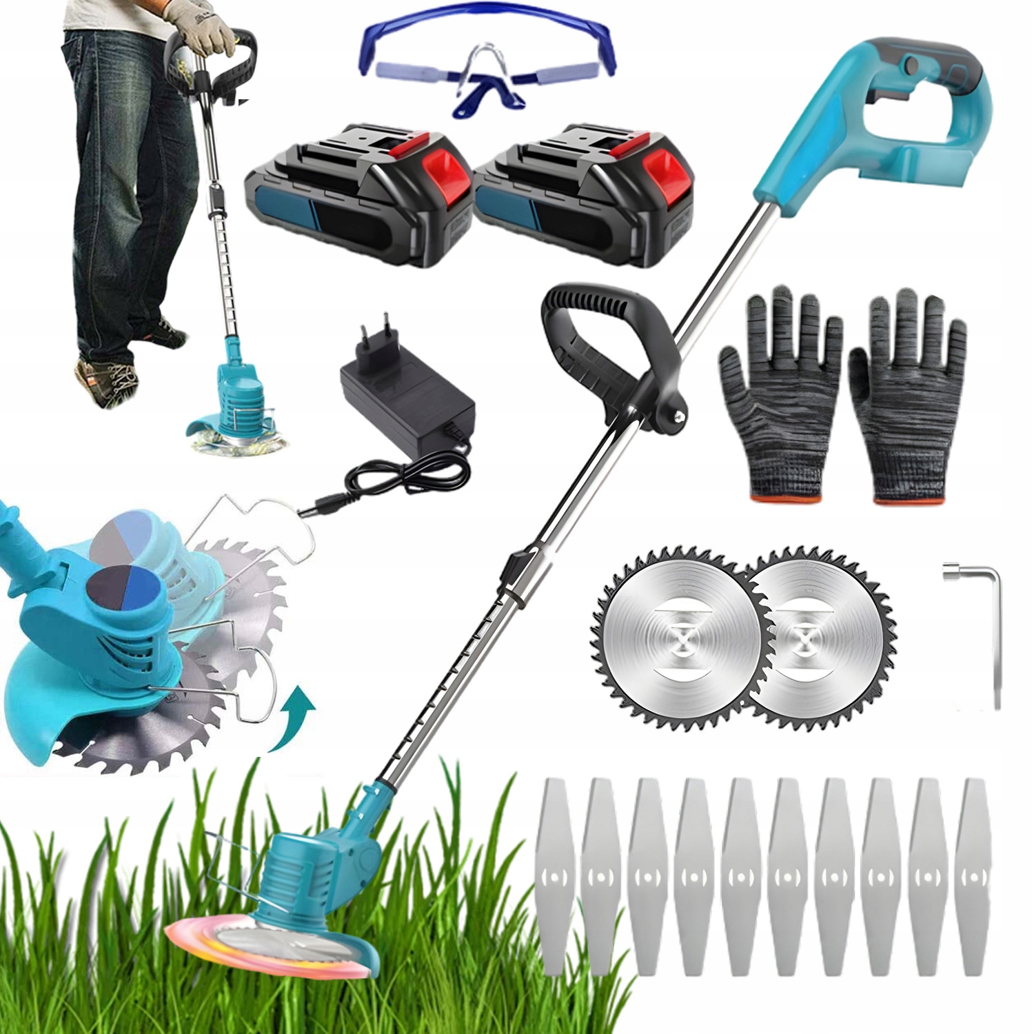 Podkaszarka Do Trawy Kosa Akumulatorowa Elektryczna Ogrodowa 18V 2X Aku