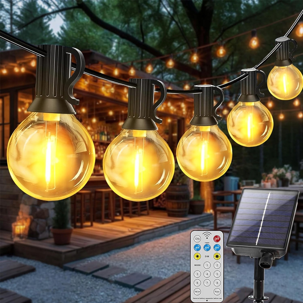 Zewnętrzna lampa solarna, żarówka G40 o zasięgu 10 metrów
