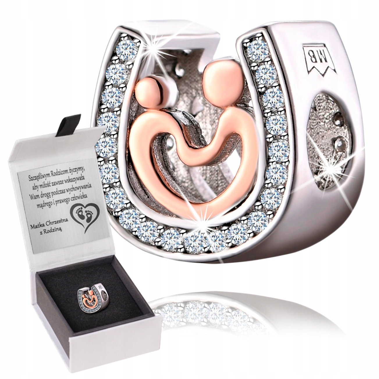 

Charms Do Pandora Podkowa Serce Rodzina Grawer
