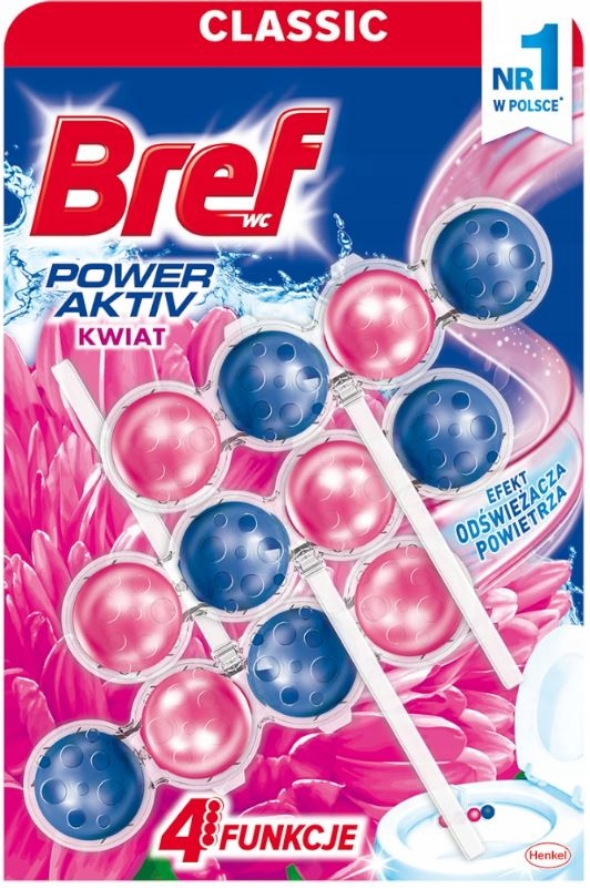 Bref POWER AKTIV Zawieszka do WC 3x50g. Kwiat