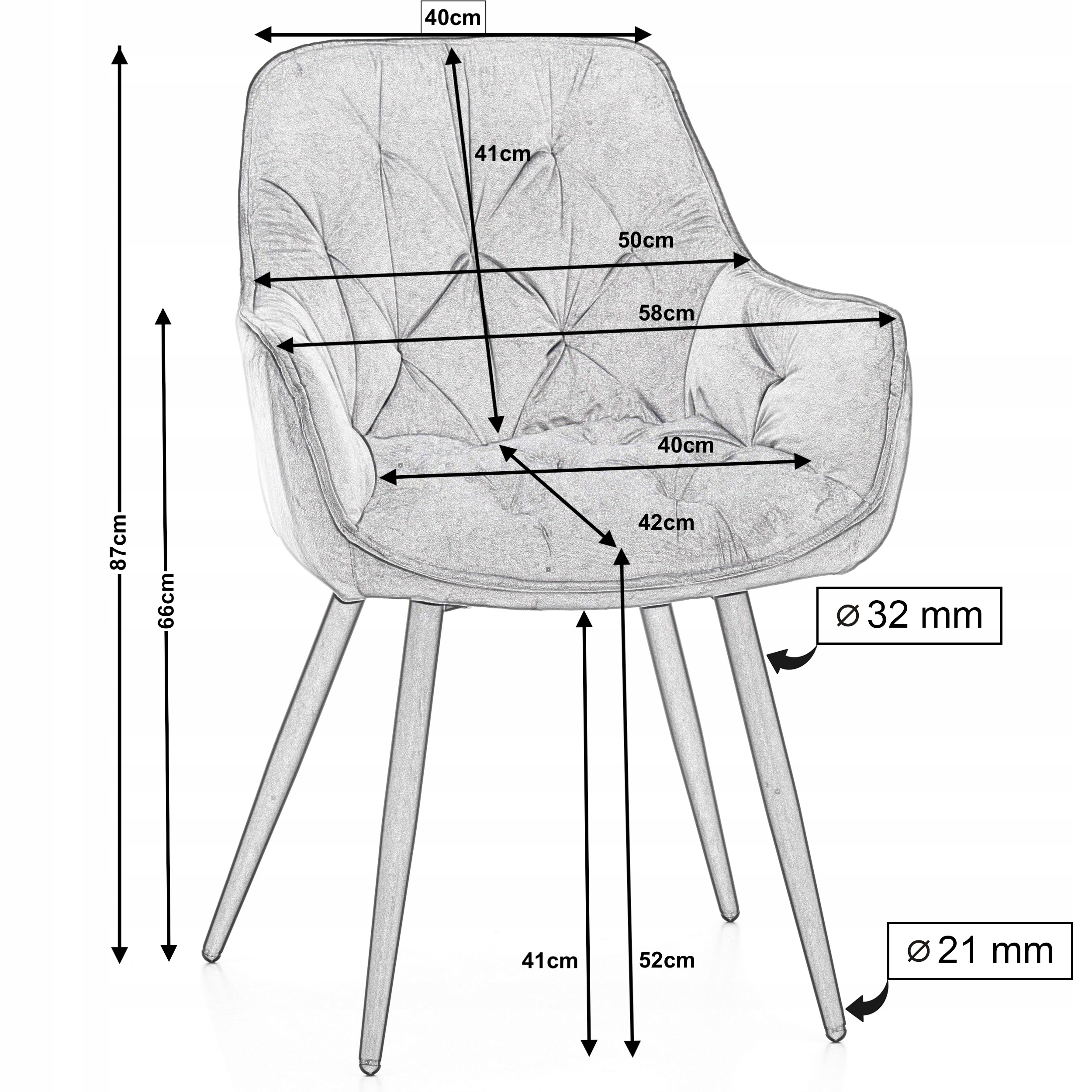 KRZESŁO TAPICEROWANE PIKOWANE DO SALONU JADALNI WELUROWE GRANATOWE SIENA Kolor korpusu metal