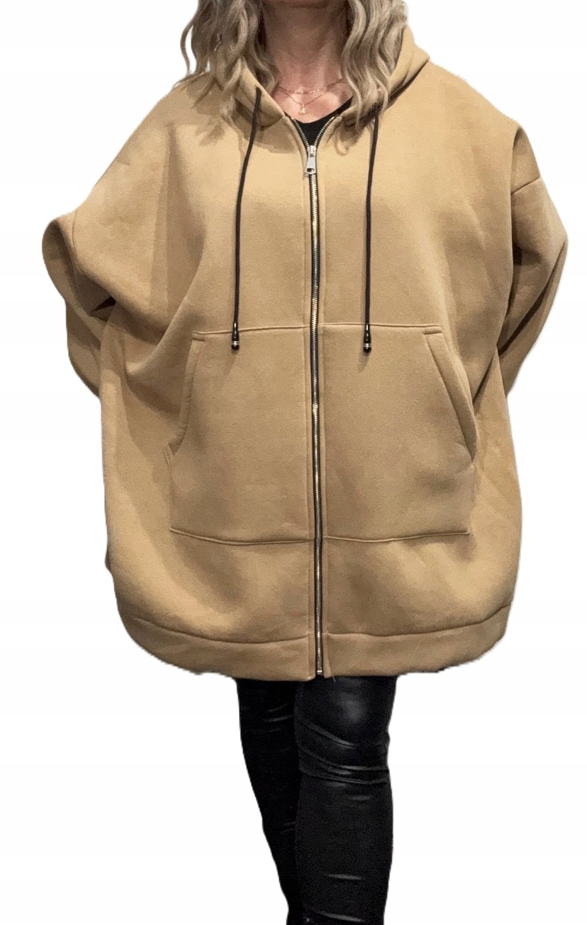 Mikina dámská zateplená fleecová Bunda Parka teplá na zip béžová 60 62 7XL