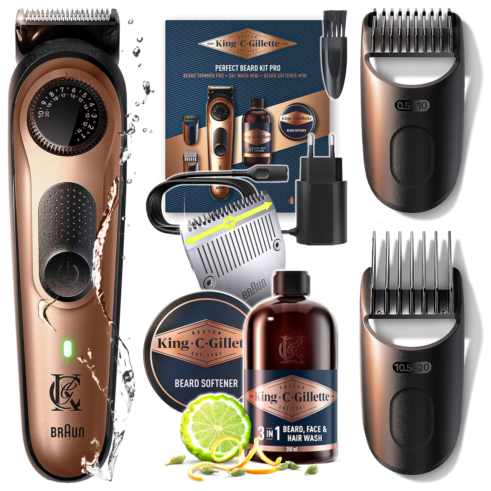 Zastřihovač Vousů Gillette King C Pro Ultimate 3v1-METALBLADE