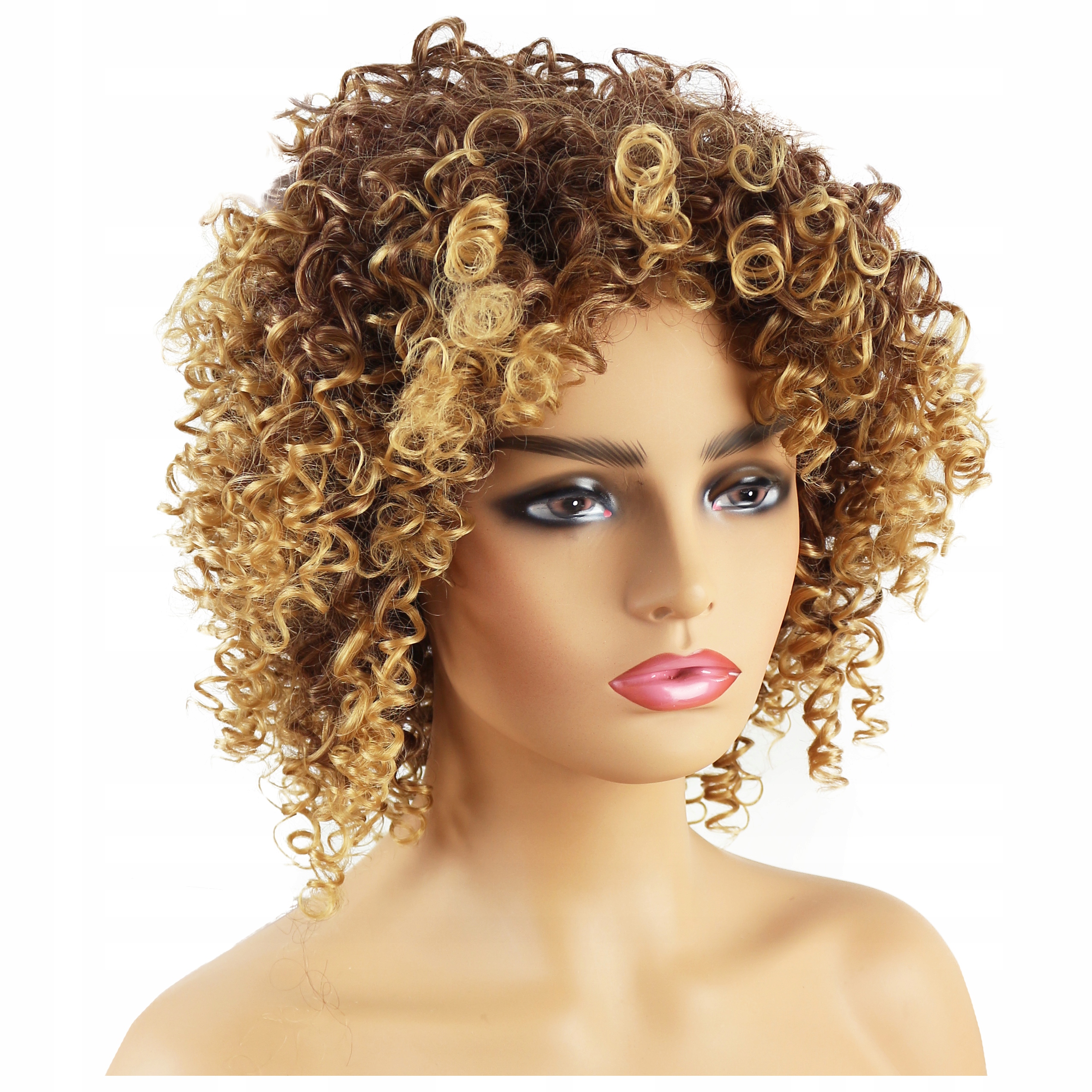 

Peruka Afro loki Ombre brąz blond Kręcone cosplay