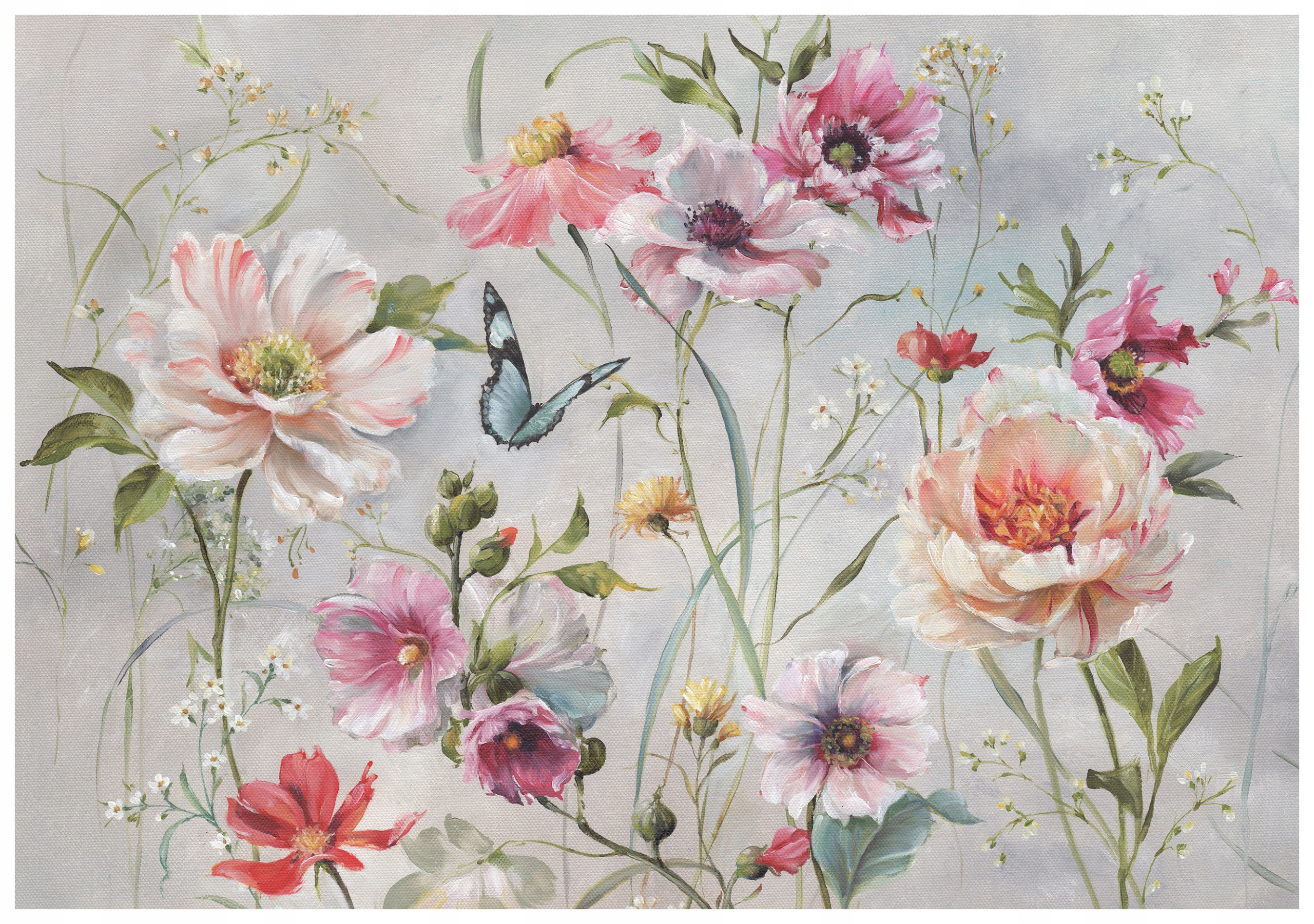 Fototapeta Květiny a motýli pastelové sny vinylová 416x254 lepidlo