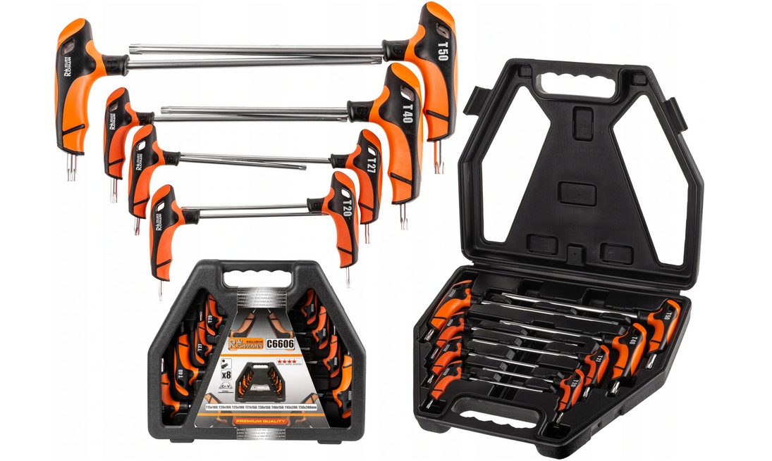 KLUCZE TORX UCHWYT TYP T T15 T50 MM 8 EL C6606 Number of Elements sets