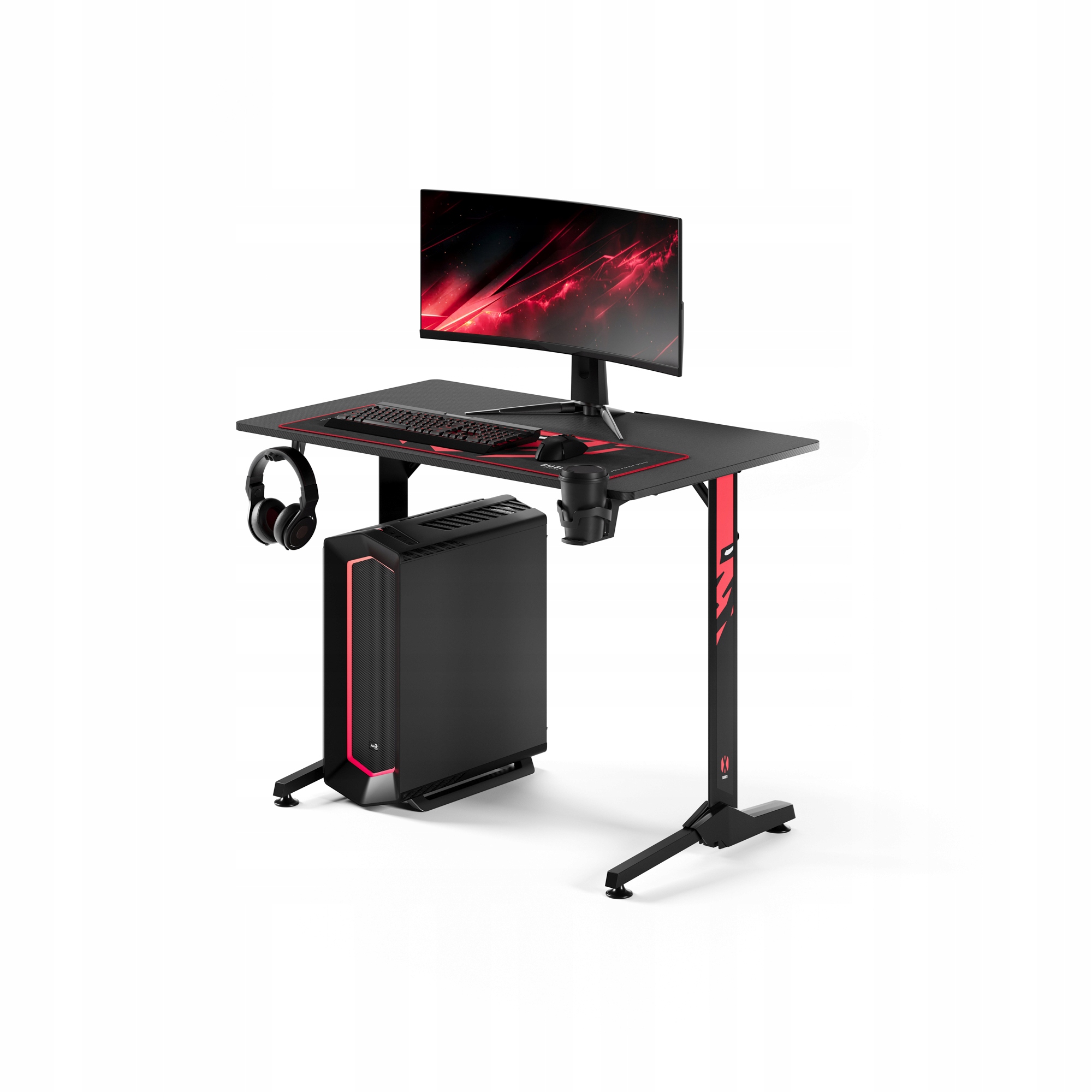 Malý herní stůl 100 cm držáky a podložka Diablo X-mate 1000, černý