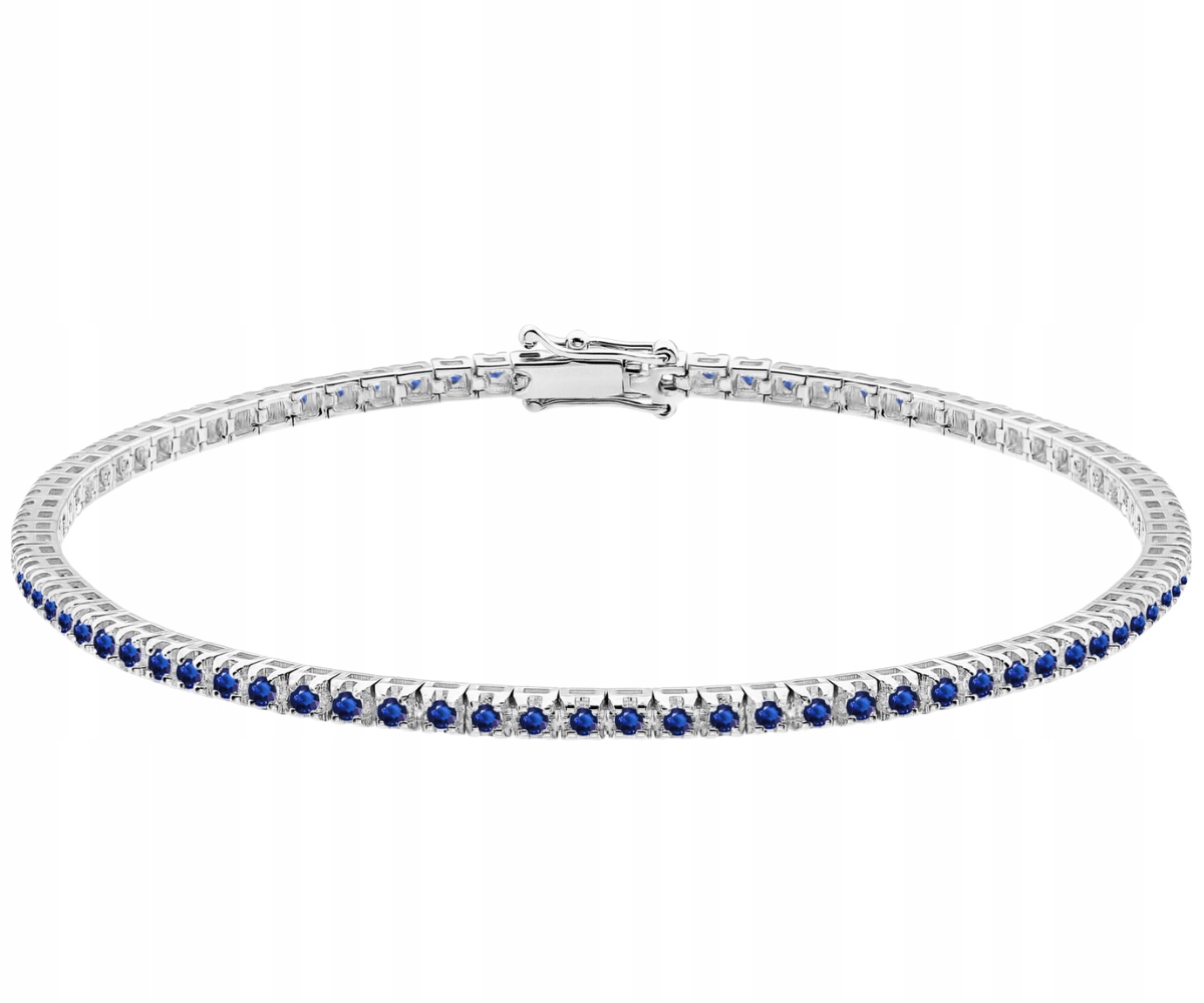 Náramek z bílého zlata 585 s safíry 1,58 Ct 18 Cm jako Dárek Gravírování