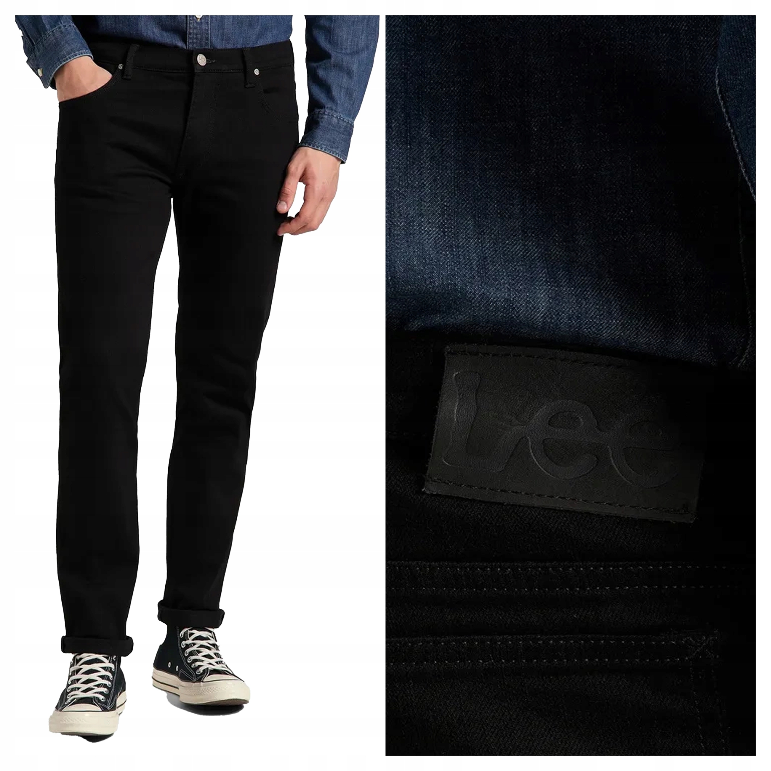 Pánské kalhoty Lee Rider Džínové Bavlněné Klasické Černé W38 L30