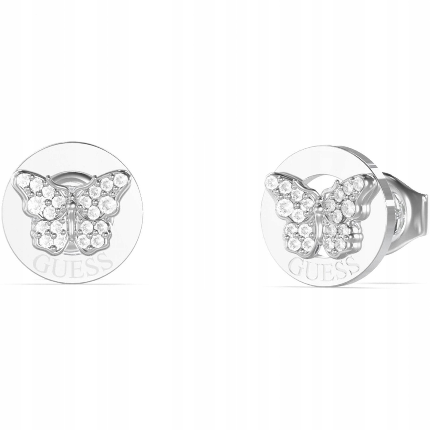 Dámské Náušnice Guess stříbrné zirkon motýl