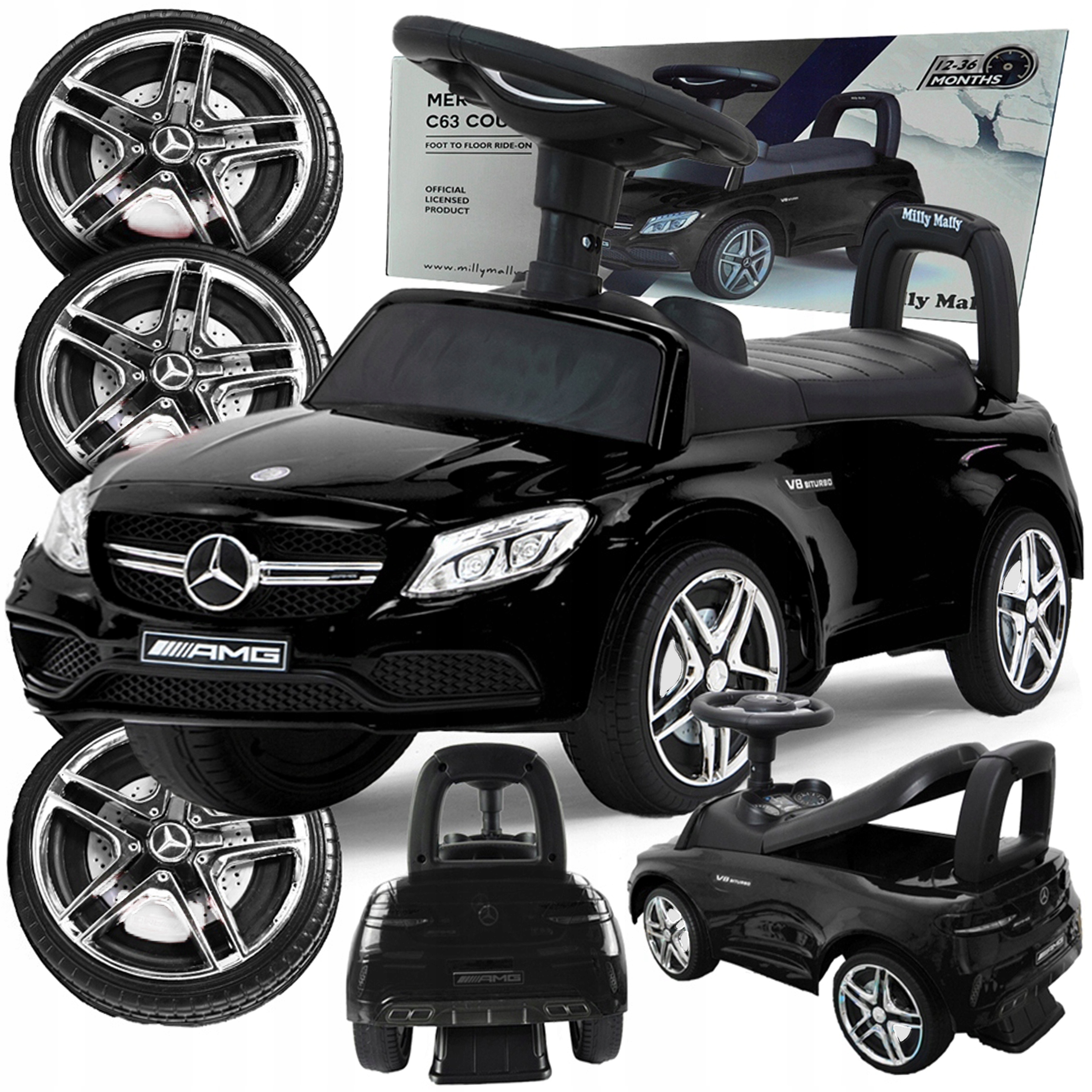 Jeździk Pchacz Chodzik Auto Dla Dziecka Mercedes Duże Koła Melodie Klakson