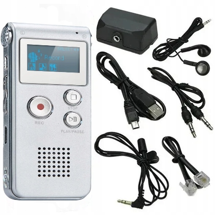 Dyktafon cyfrowy 8 Gb audio z funkcją rozpoznawania mowy