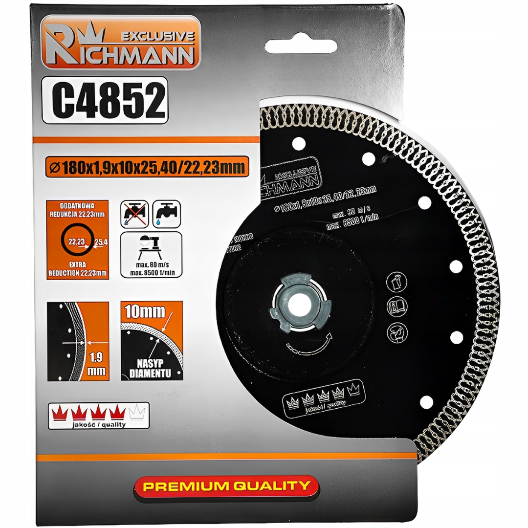 TARCZA DIAMENTOWA CIENKA DO PŁYTEK 180x1,9 MM GRES RICHMANN C4852 Marka Corona/Richmann