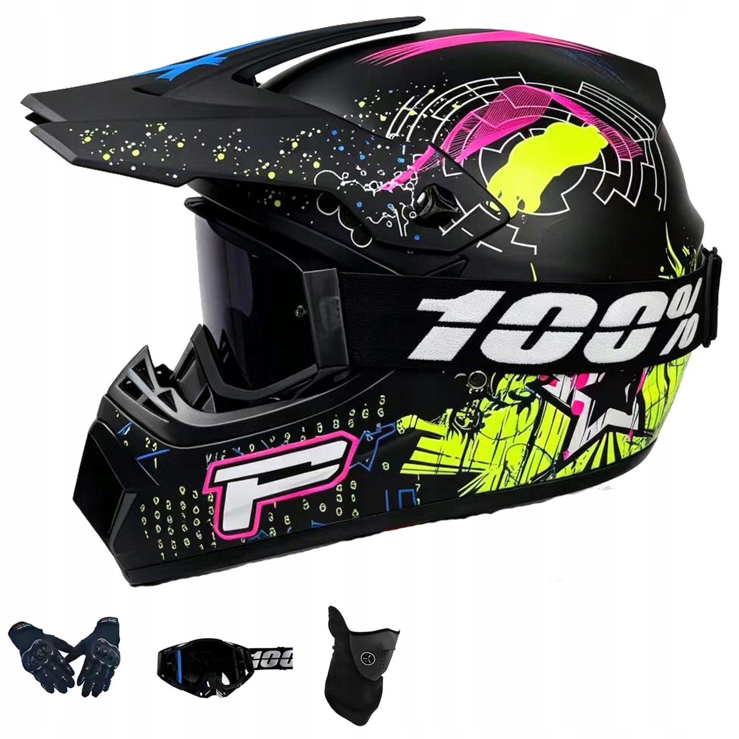 Helma Na Elektrickou Koloběžku Cross Enduro Quad Bmx Helma Brýle Rukavice M
