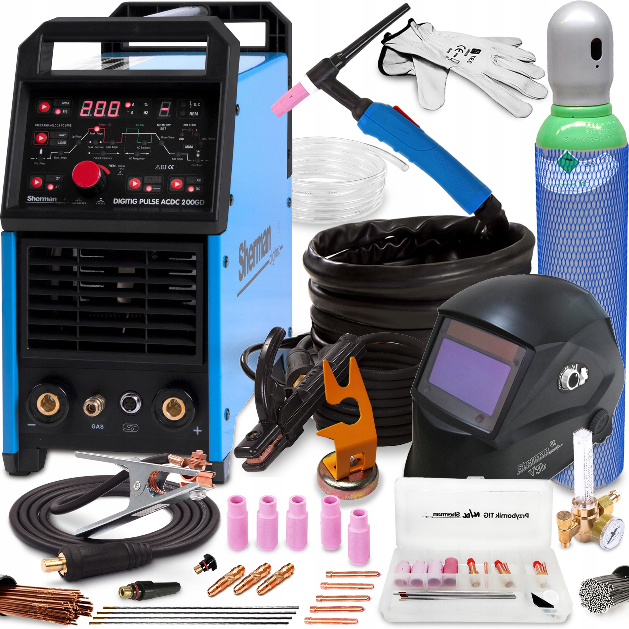 Invertorová Svářečka Sherman Tig 200 Gd Puls Ac DC Mma 200A 230V Alu Igbt