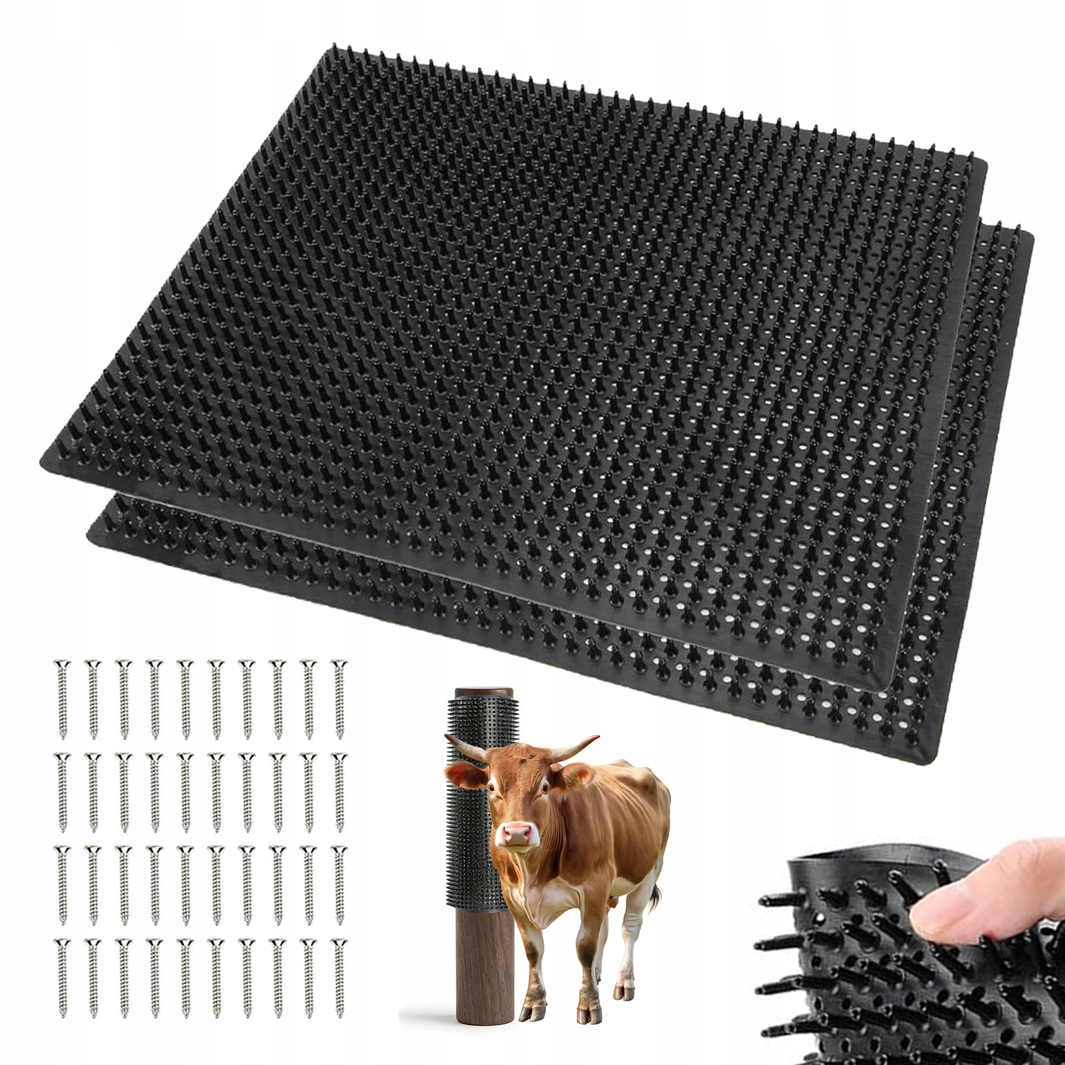 2 Ks Gumová podložka na škrábání koní, dobytka, škrabadlo, kartáč 55*50 cm