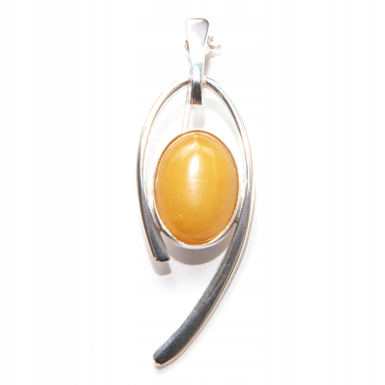 Stříbrná brož s jantarem, přírodní mléčný jantar, stříbro 925