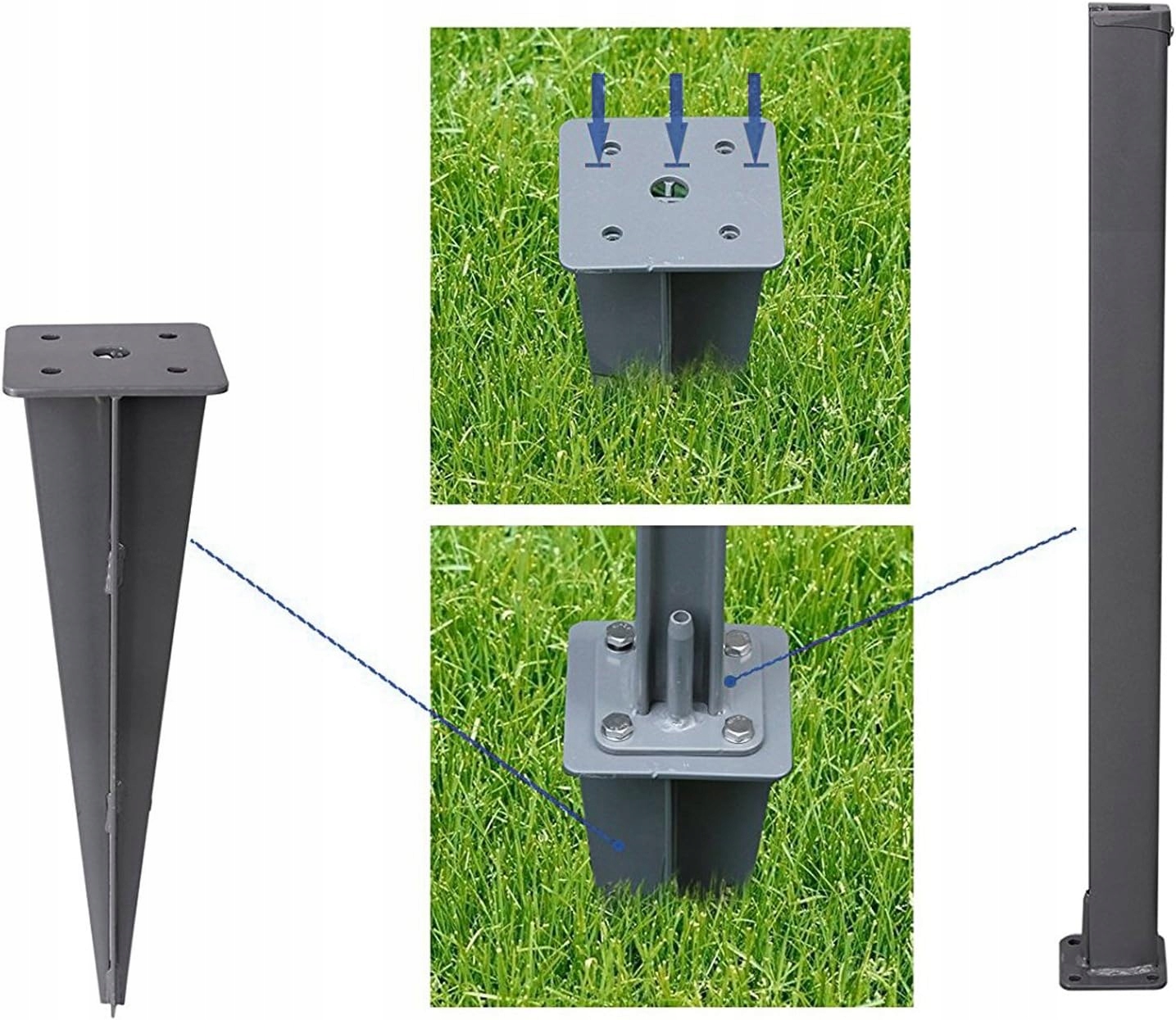 METALOWA KOTWICA SŁUPKA DO MARKIZY SZARA SONGMICS Styl nowoczesny
