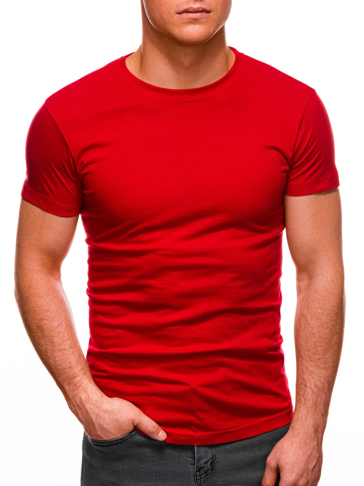

T-shirt męski basic do jeansów 970S czerwony 3XL