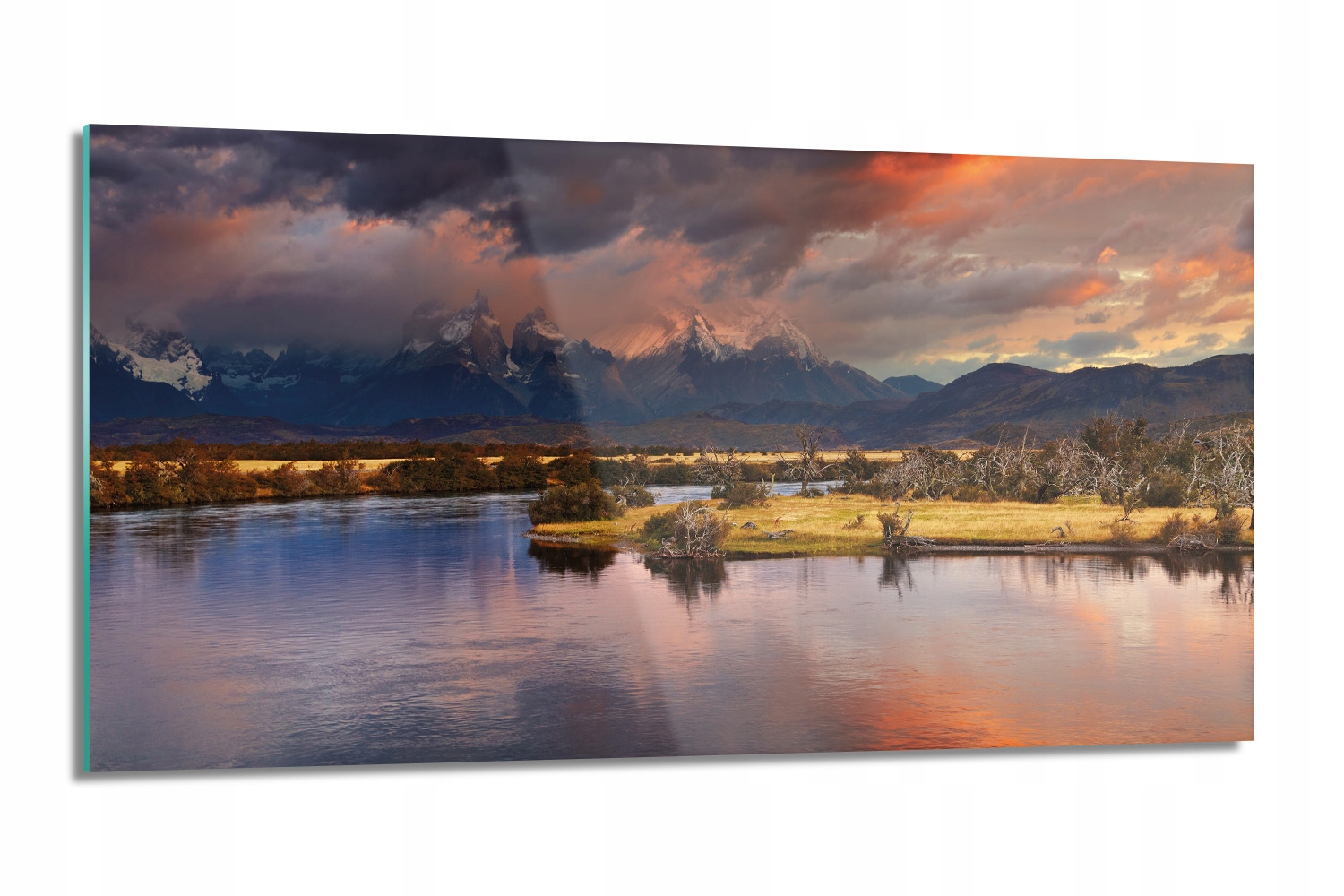 kuchynský panel sklo Hory Andy voda 100x50 s fotografiou