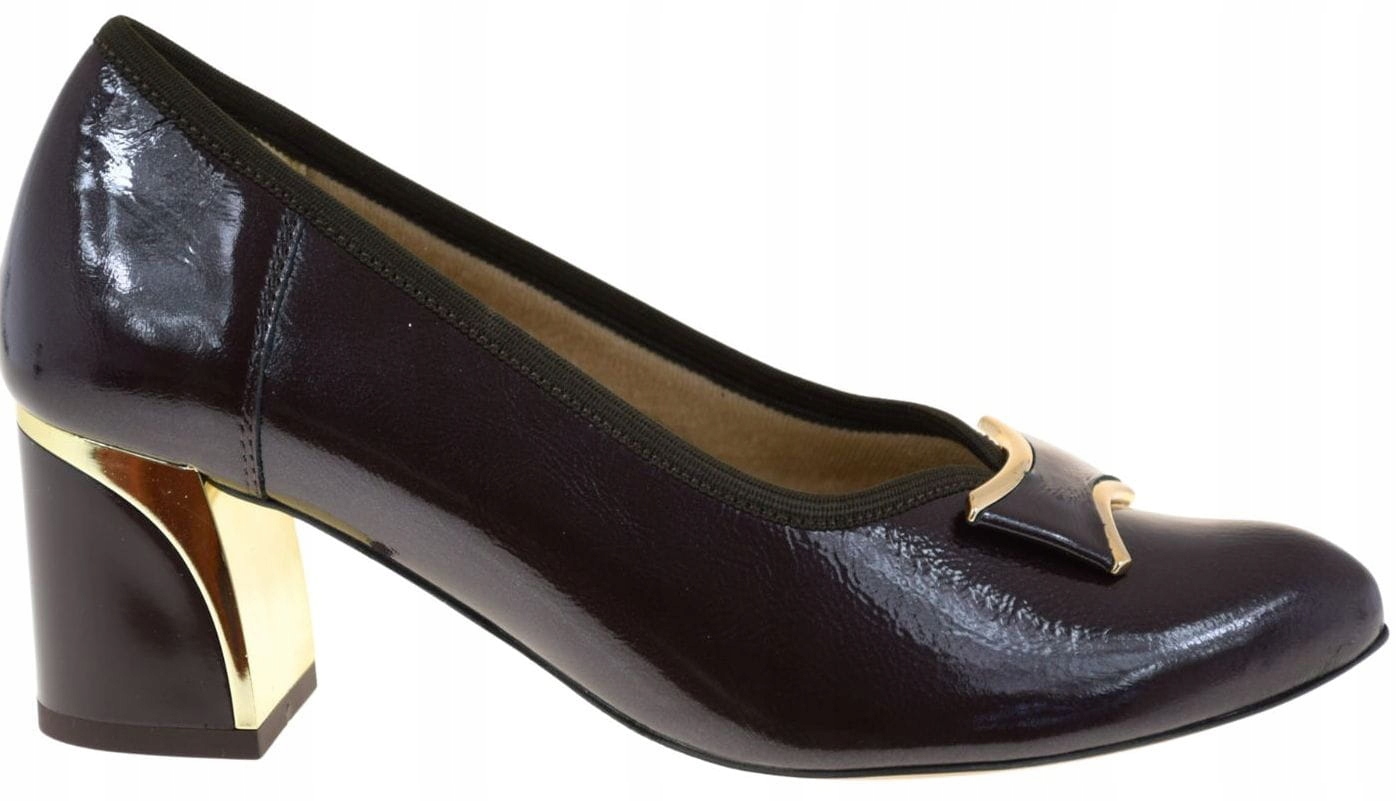Elegantní dámské lodičky Kostex 2851 hnědé se zlatými detaily VEL.37