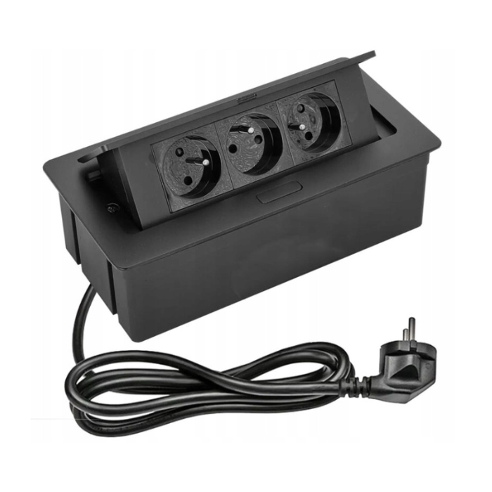 Gniazdo Przedłużacz Biurkowy Rejs Elektrima 1,5MB 3xGNIAZDO Z Bolcem Czarne