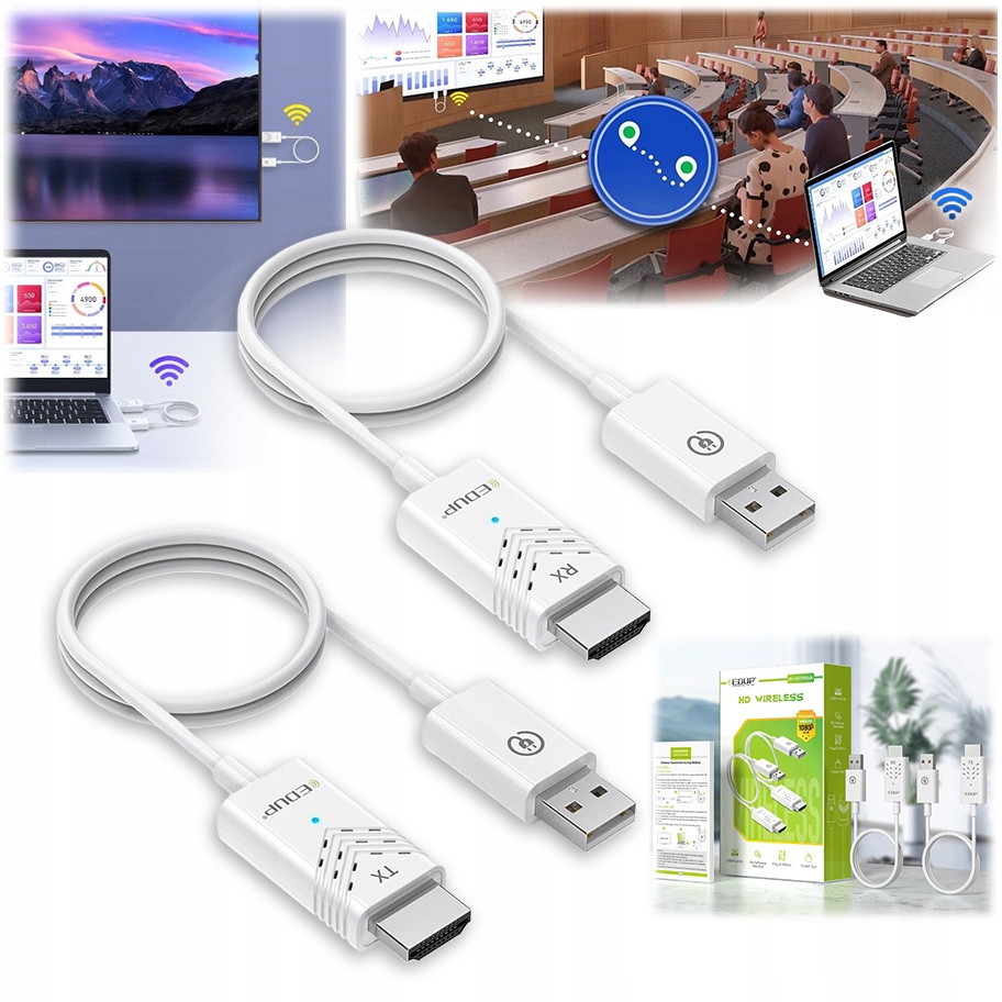 Bezdrátový vysílač Hdmi vysílač Edup 1080P Hd 50 m