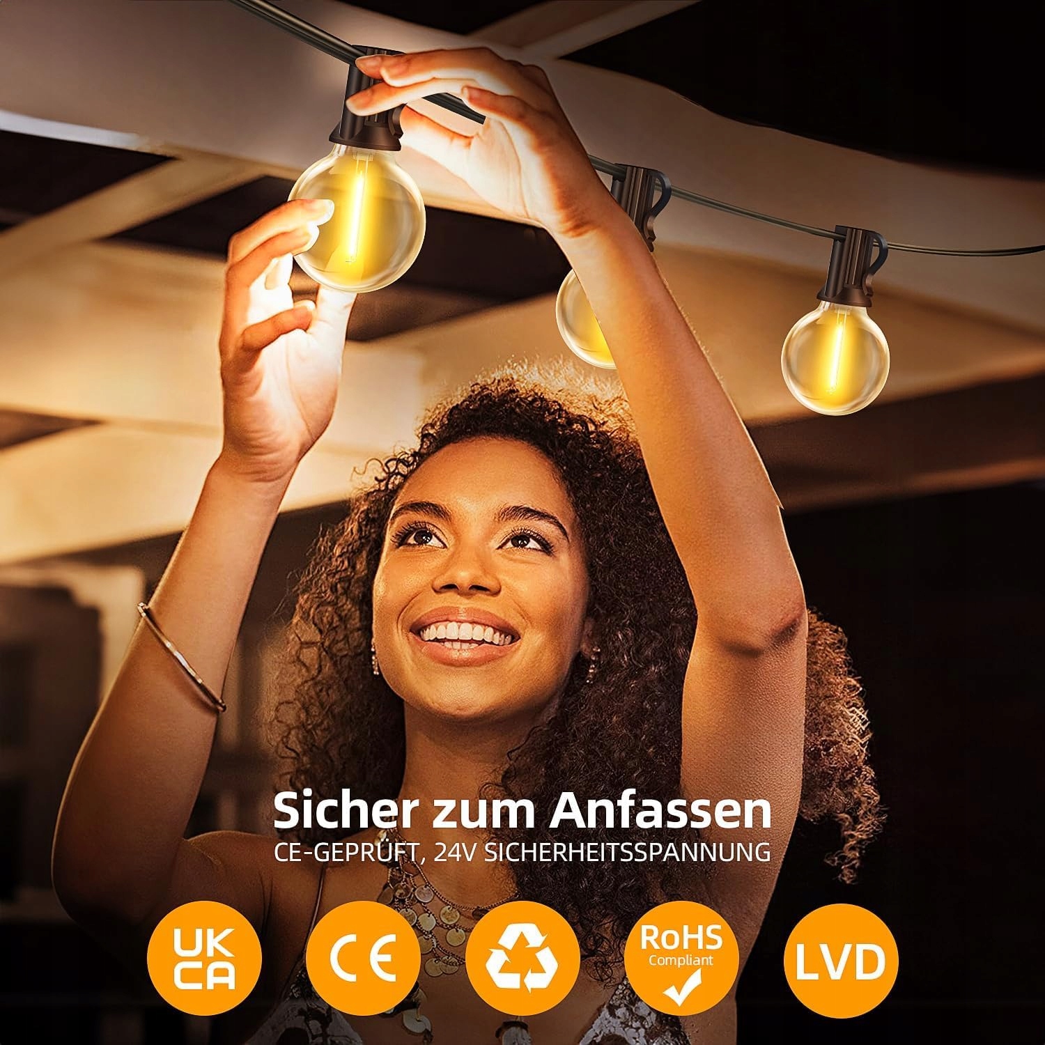 LIGHT-BRIGHTLY 30M Solarne Lampki 40 LED Żarówki Retro Wodoodporne — miniatura 2