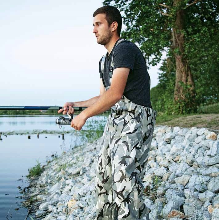 PROS 001 MORO Spodnie ogrodniczki przeciwdeszczowe rybackie gumowe 58 / 2XL Marka Pros