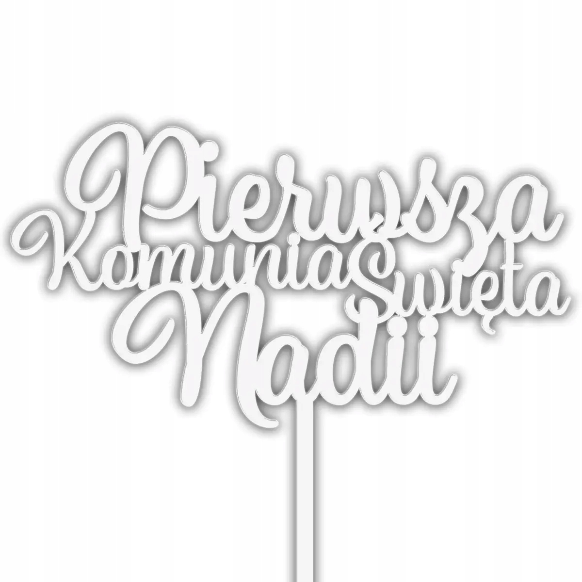 

Topper Tort Pierwsza Komunia Święta Napis Imię bia