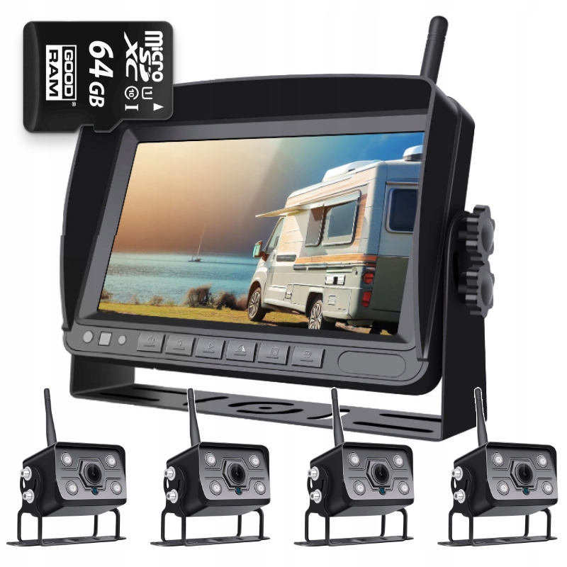 Bezdrôtový Cúvací Set Ips 4 Kamery Fhd 64 Gb