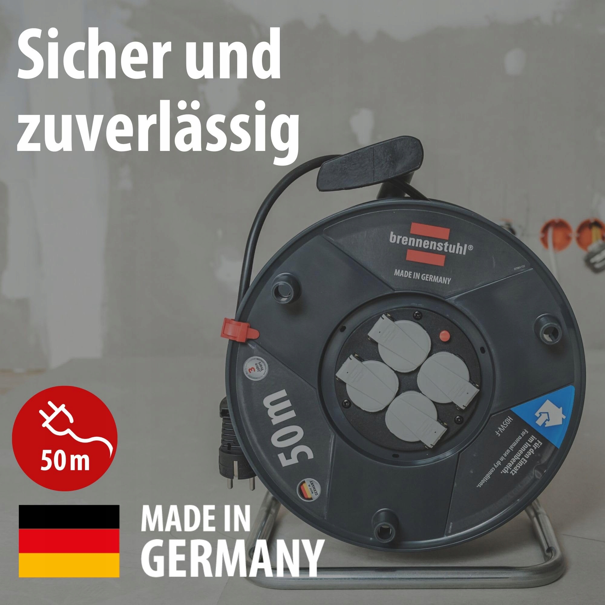 BRENNENSTUHL Garant V2 50m Przedłużacz 4 Gniazda Ochrona Przegrzania — miniatura 2