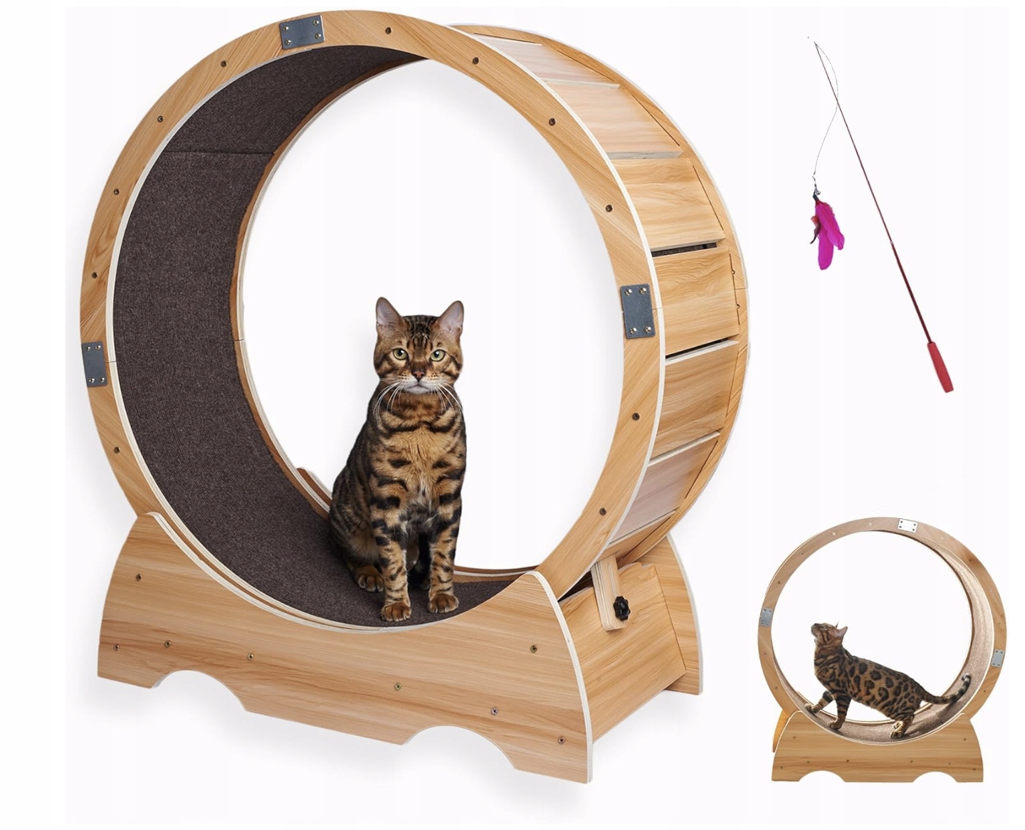 Levně Běžecký pás pro kočky Kolo na cvičení Luxusní hračky 86x78x37 dřevo